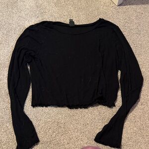 Wild Fable Black Long Sleeve Crop Top